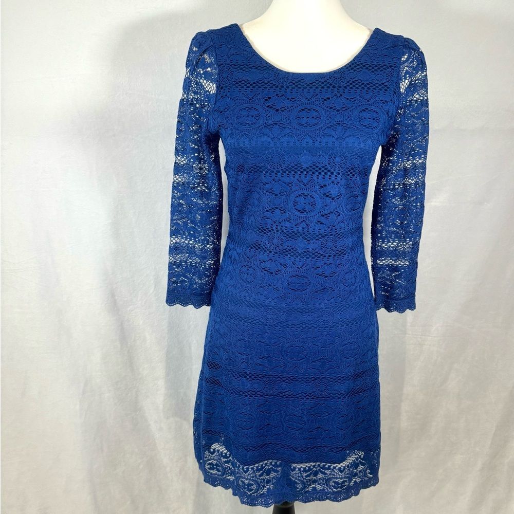 Royal blue lace sheath dress size small